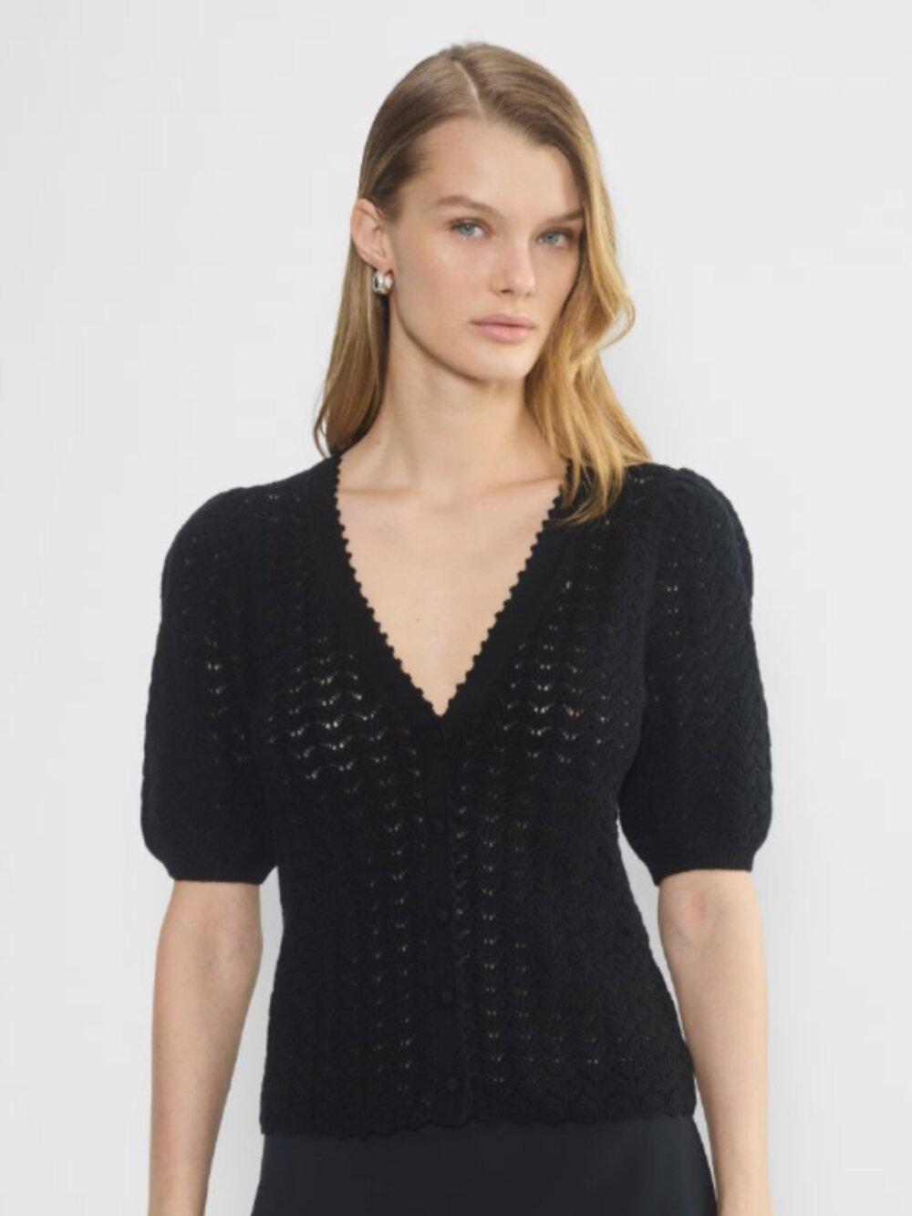 Aritzia Wilfred Cotton Charm Fika Cardigan – Black